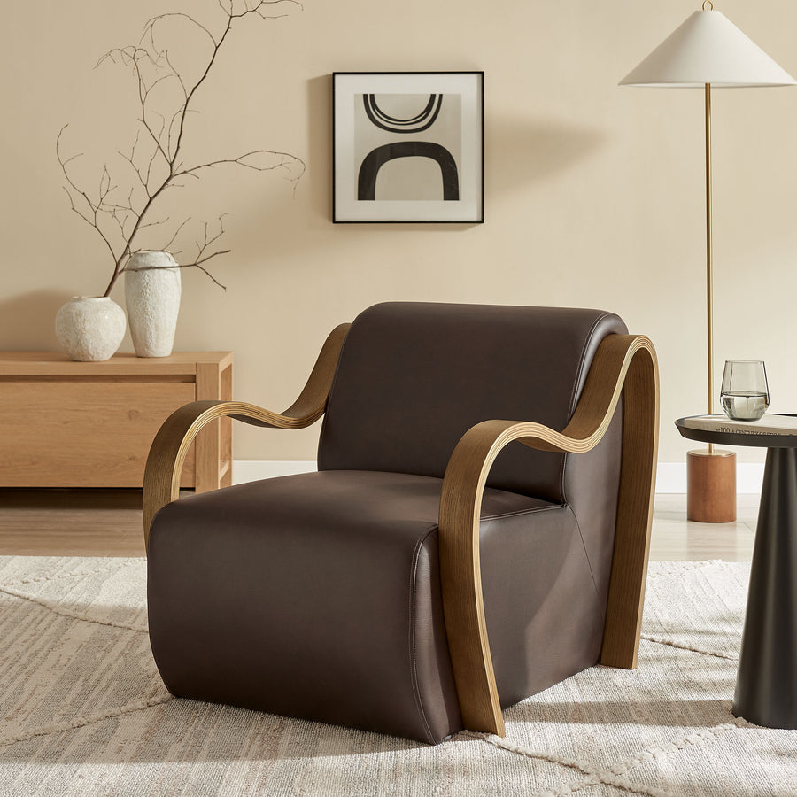 Maestro Vegan Leather Accent Armchair in Espresso