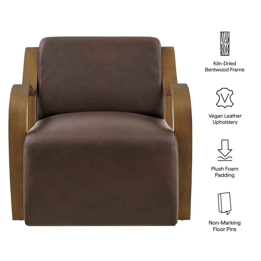 Maestro Vegan Leather Accent Armchair in Espresso