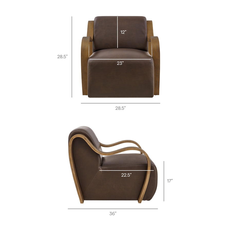 Maestro Vegan Leather Accent Armchair in Espresso
