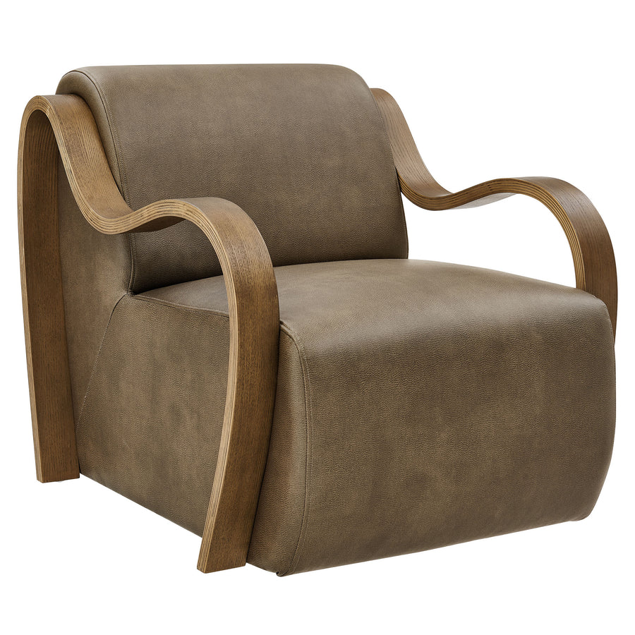Maestro Vegan Leather Accent Armchair in Mushroom