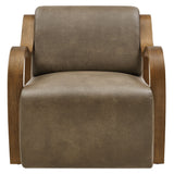 Maestro Vegan Leather Accent Armchair in Mushroom
