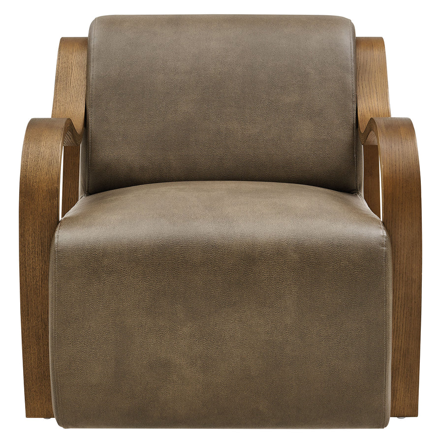 Maestro Vegan Leather Accent Armchair in Mushroom