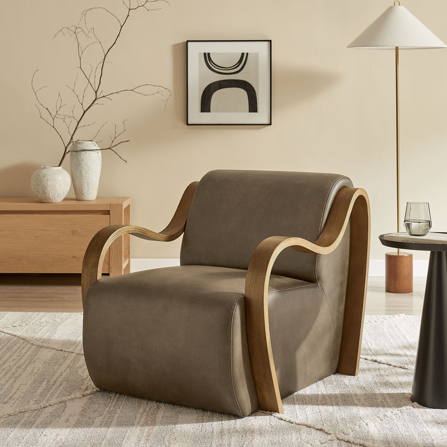 Maestro Vegan Leather Accent Armchair in Mushroom