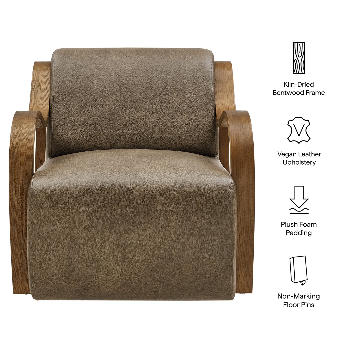 Maestro Vegan Leather Accent Armchair in Mushroom