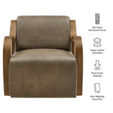 Maestro Vegan Leather Accent Armchair in Mushroom