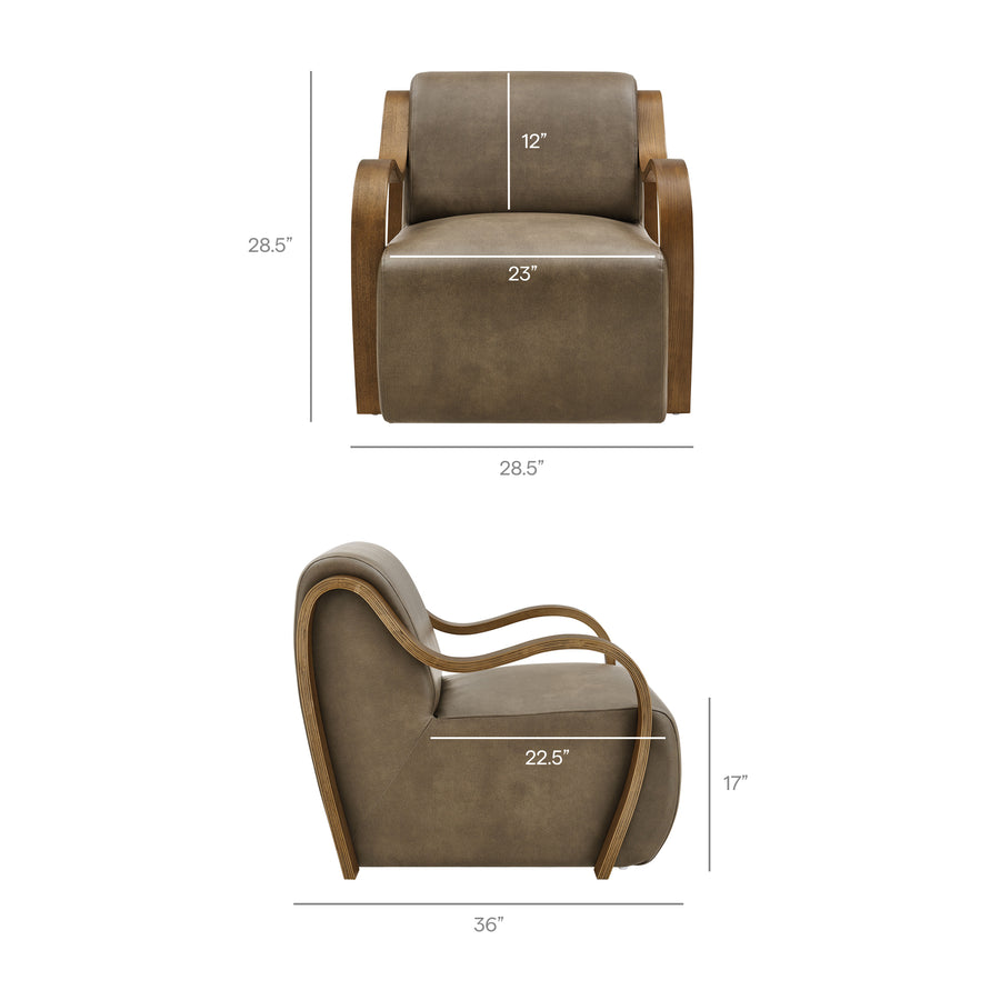 Maestro Vegan Leather Accent Armchair in Mushroom