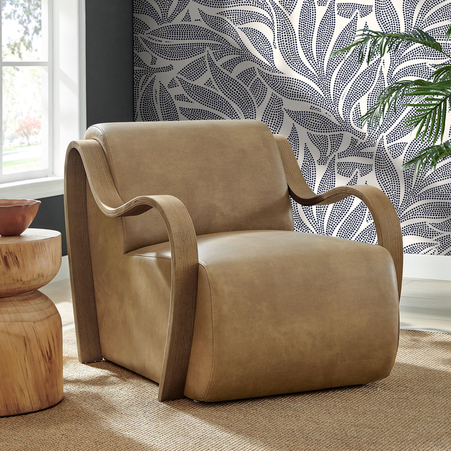 Maestro Vegan Leather Accent Armchair in Toast