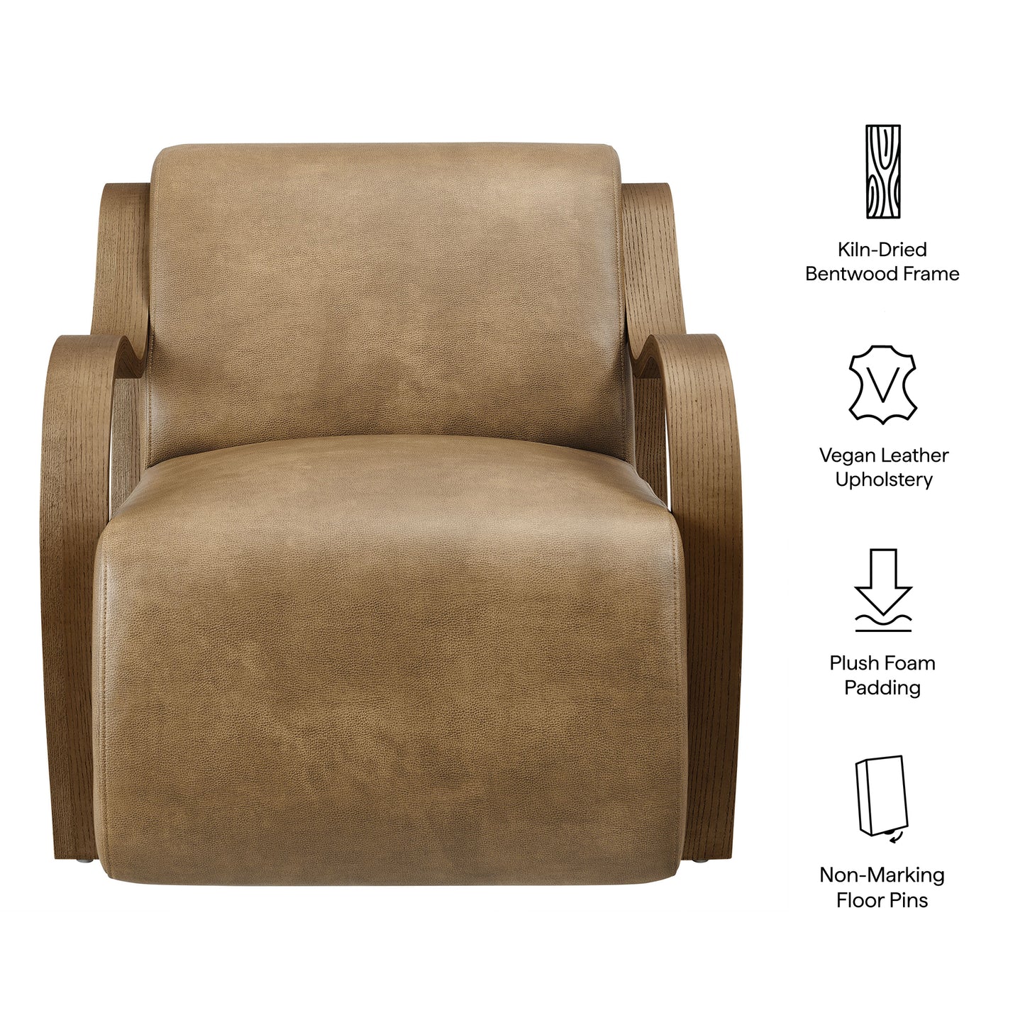 Maestro Vegan Leather Accent Armchair in Toast