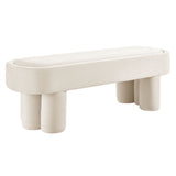 Elemi Oval Performance Velvet Accent Bench in Alabster