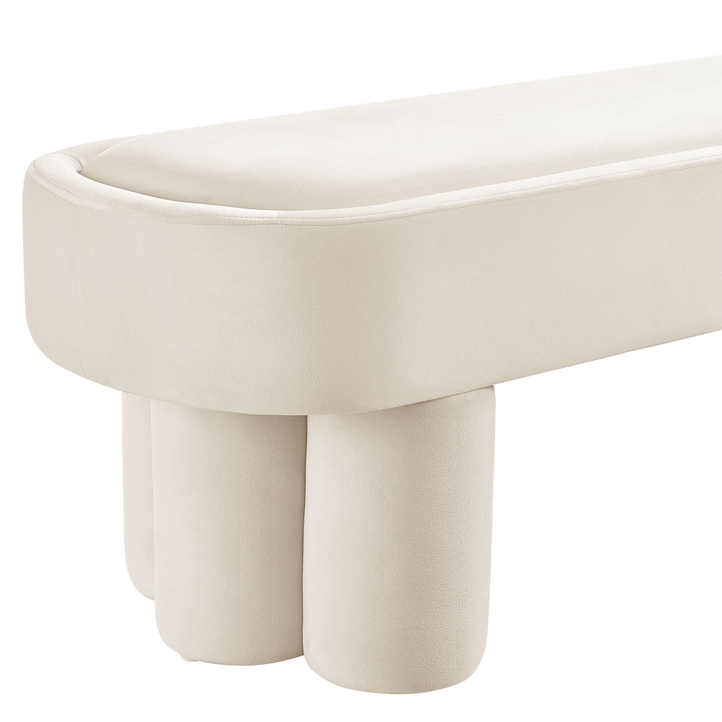 Elemi Oval Performance Velvet Accent Bench in Alabster