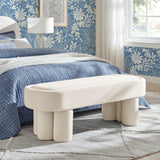 Elemi Oval Performance Velvet Accent Bench in Alabster