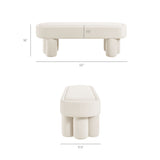 Elemi Oval Performance Velvet Accent Bench in Alabster