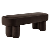 Elemi Oval Performance Velvet Accent Bench in Chocolate Brown