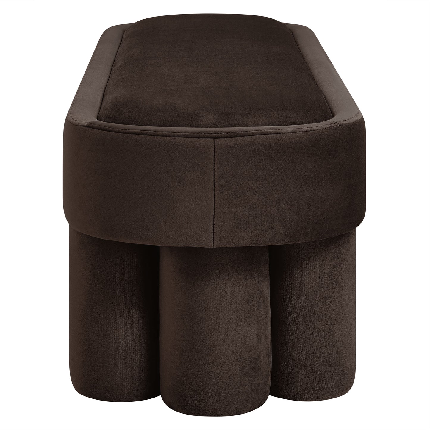 Elemi Oval Performance Velvet Accent Bench in Chocolate Brown