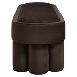 Elemi Oval Performance Velvet Accent Bench in Chocolate Brown