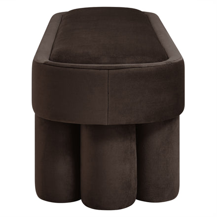 Mossi Oval Performance Velvet Accent Bench in Chocolate Brown
