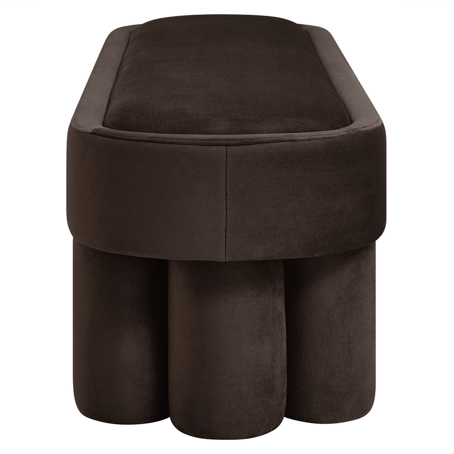 Elemi Oval Performance Velvet Accent Bench in Chocolate Brown