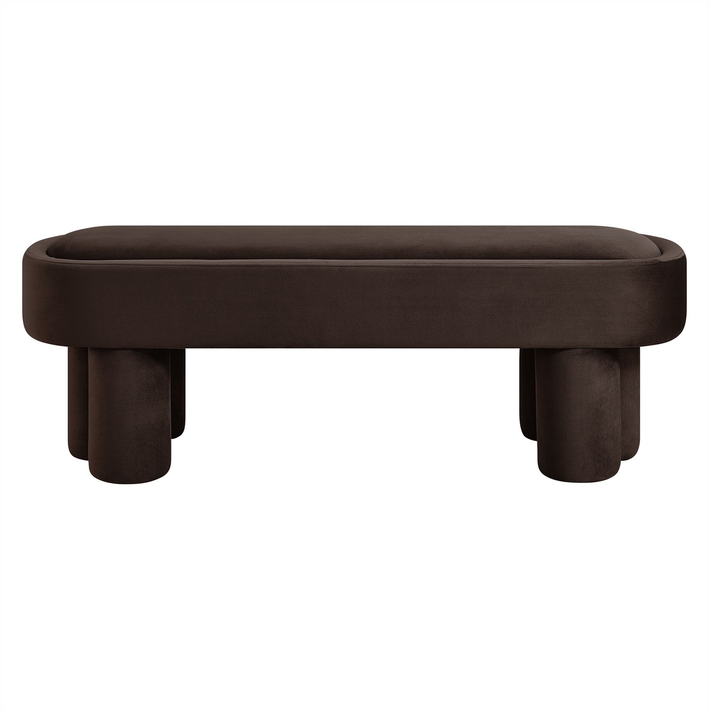 Elemi Oval Performance Velvet Accent Bench in Chocolate Brown
