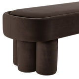 Elemi Oval Performance Velvet Accent Bench in Chocolate Brown