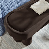 Elemi Oval Performance Velvet Accent Bench in Chocolate Brown
