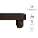 Elemi Oval Performance Velvet Accent Bench in Chocolate Brown