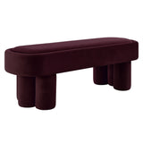 Elemi Oval Performance Velvet Accent Bench in Mulberry