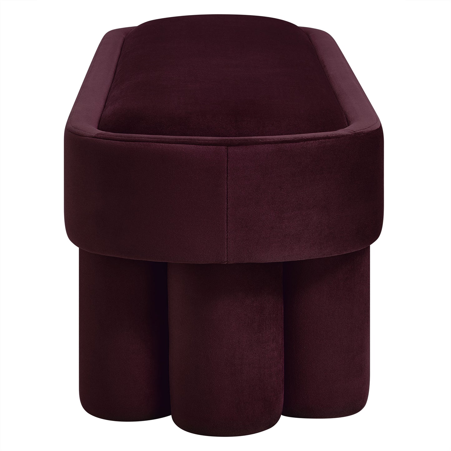 Elemi Oval Performance Velvet Accent Bench in Mulberry
