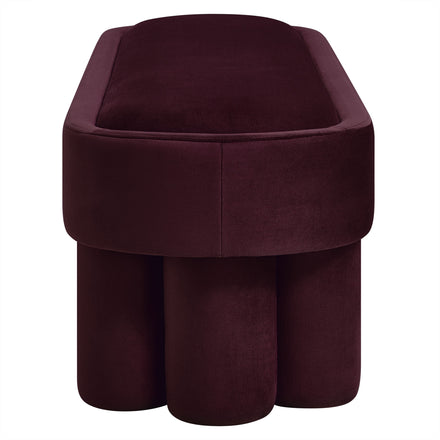 Mossi Oval Performance Velvet Accent Bench in Mulberry