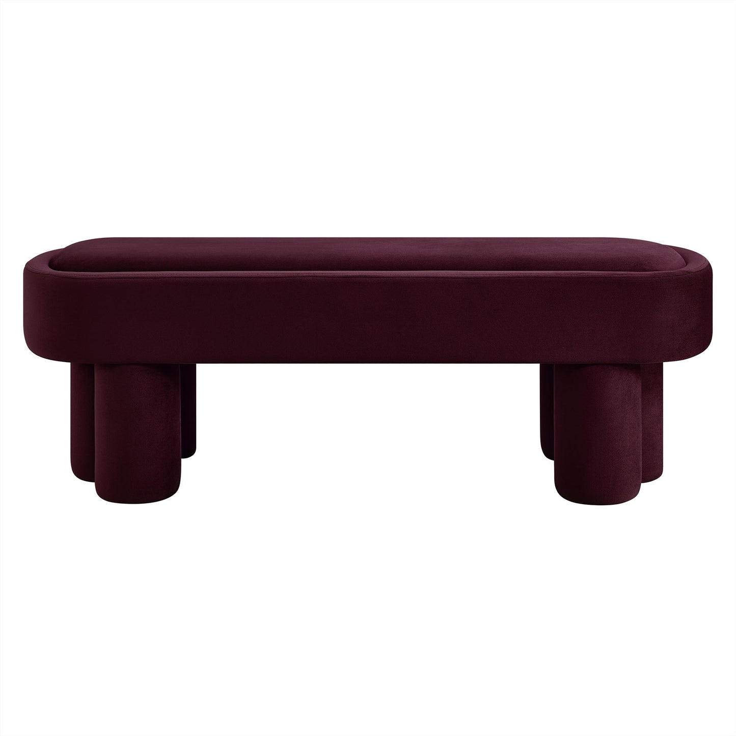 Elemi Oval Performance Velvet Accent Bench in Mulberry