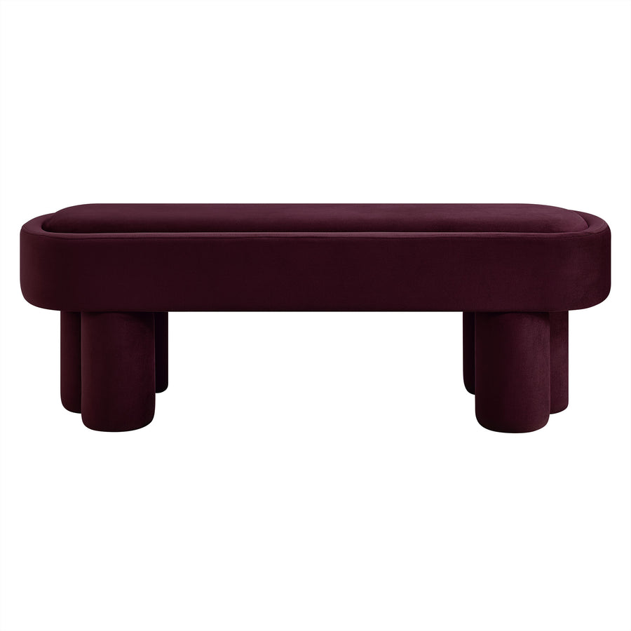 Elemi Oval Performance Velvet Accent Bench in Mulberry