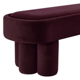 Elemi Oval Performance Velvet Accent Bench in Mulberry
