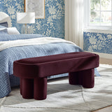Elemi Oval Performance Velvet Accent Bench in Mulberry