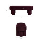 Elemi Oval Performance Velvet Accent Bench in Mulberry