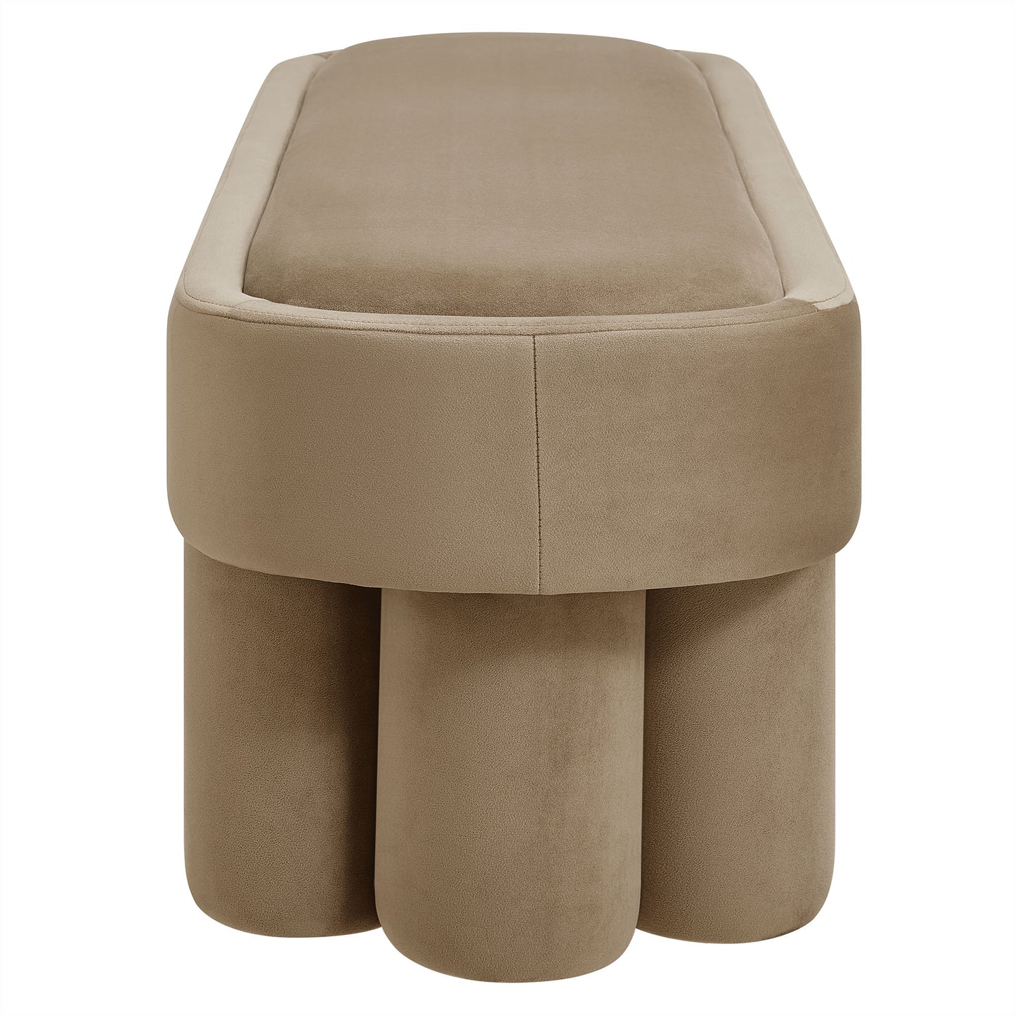 Elemi Oval Performance Velvet Accent Bench in Taupe