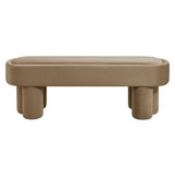 Elemi Oval Performance Velvet Accent Bench in Taupe