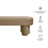 Elemi Oval Performance Velvet Accent Bench in Taupe