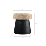 Baeza Round Faux Shearling Ottoman Footstool in Oatmeal Black