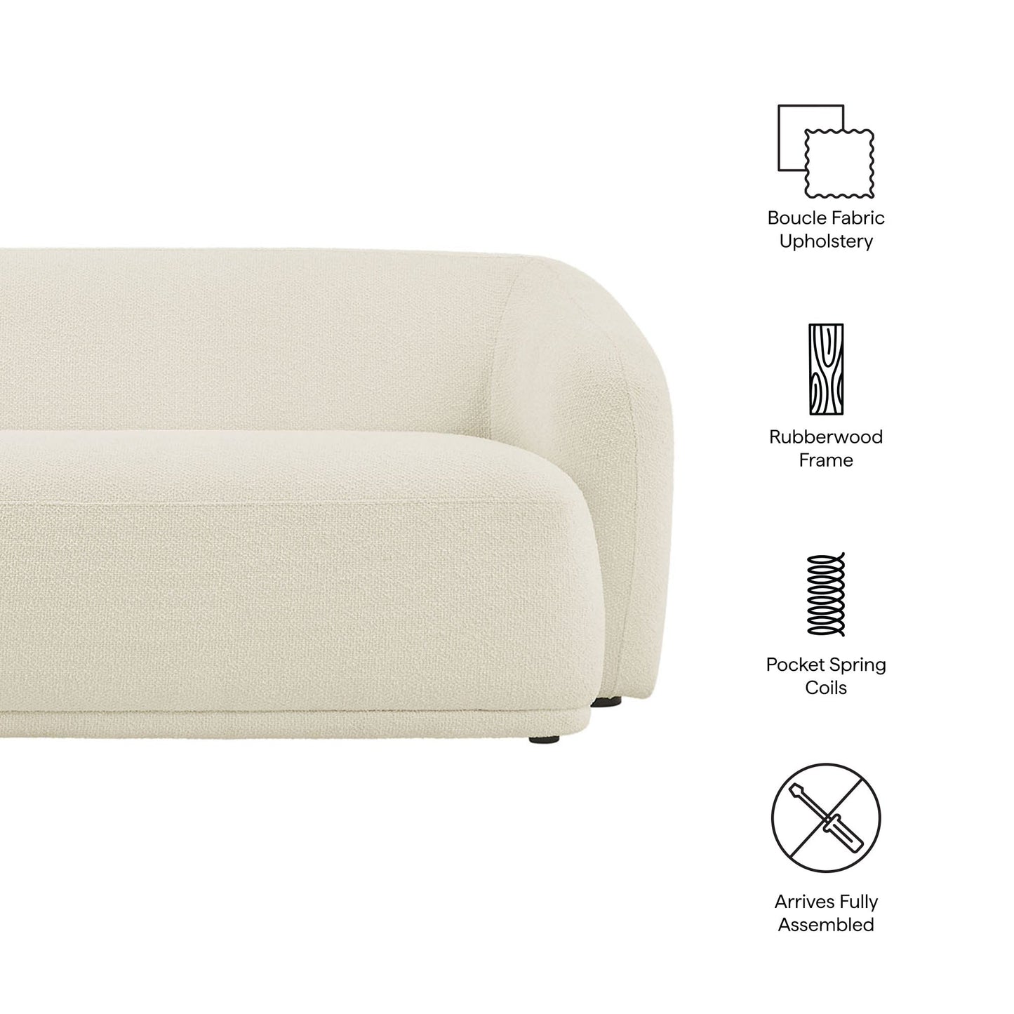 Monica 88 Inch Boucle Fabric Sofa by Furniture for America