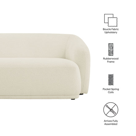 Monica 88 Inch Boucle Fabric Sofa in Cream
