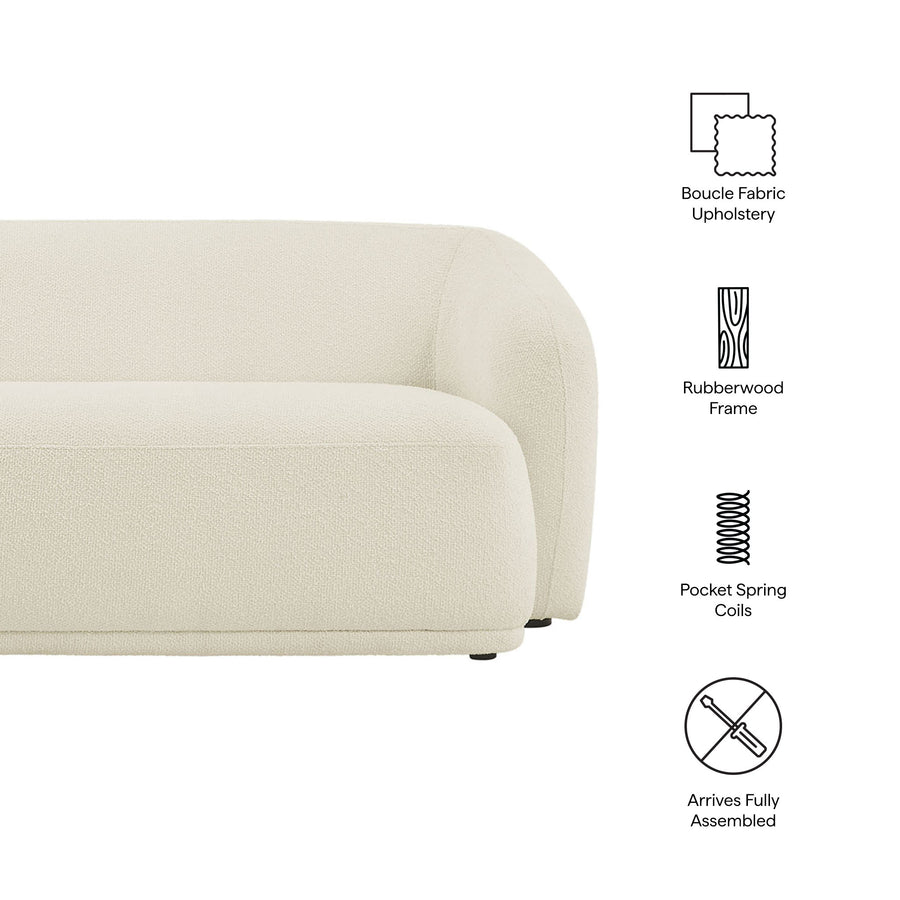 Myrrh 88 Inch Boucle Fabric Sofa in Cream