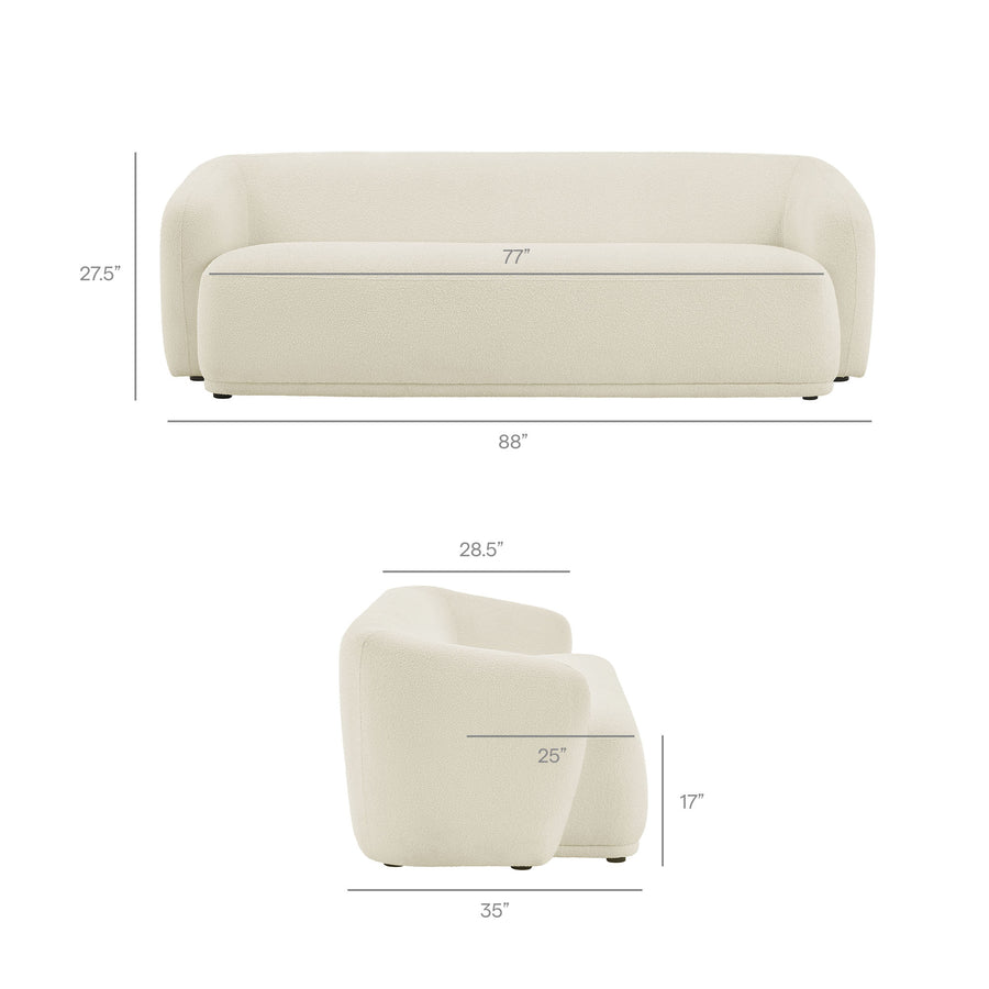 Myrrh 88 Inch Boucle Fabric Sofa in Cream