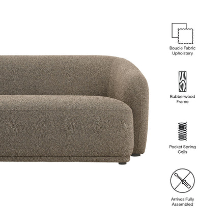Monica 88 Inch Boucle Fabric Sofa in Earth