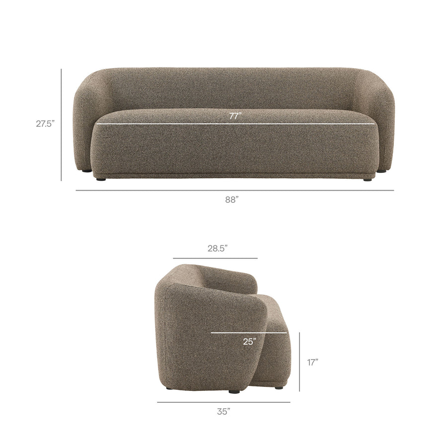 Myrrh 88 Inch Boucle Fabric Sofa in Earth
