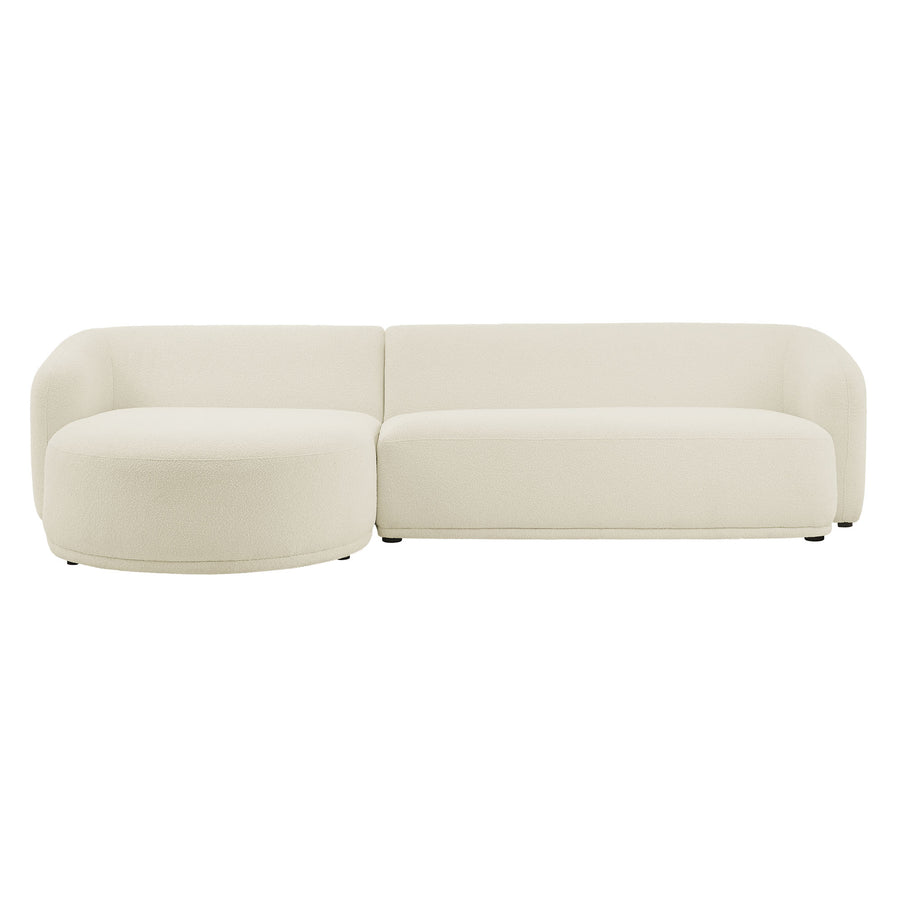 Myrrh 2 Piece Left Facing Boucle Fabric Modular Sofa with Chaise in Cream