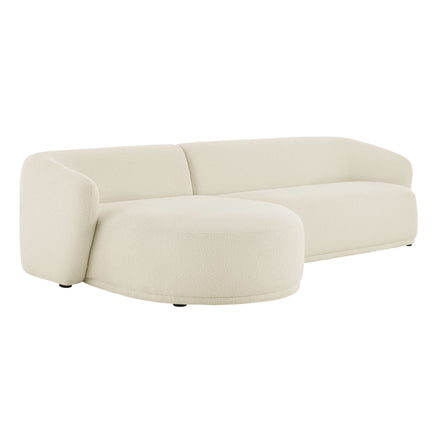 Monica 2 Piece Left Facing Boucle Fabric Modular Sofa with Chaise in Cream