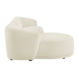 Myrrh 2 Piece Left Facing Boucle Fabric Modular Sofa with Chaise in Cream