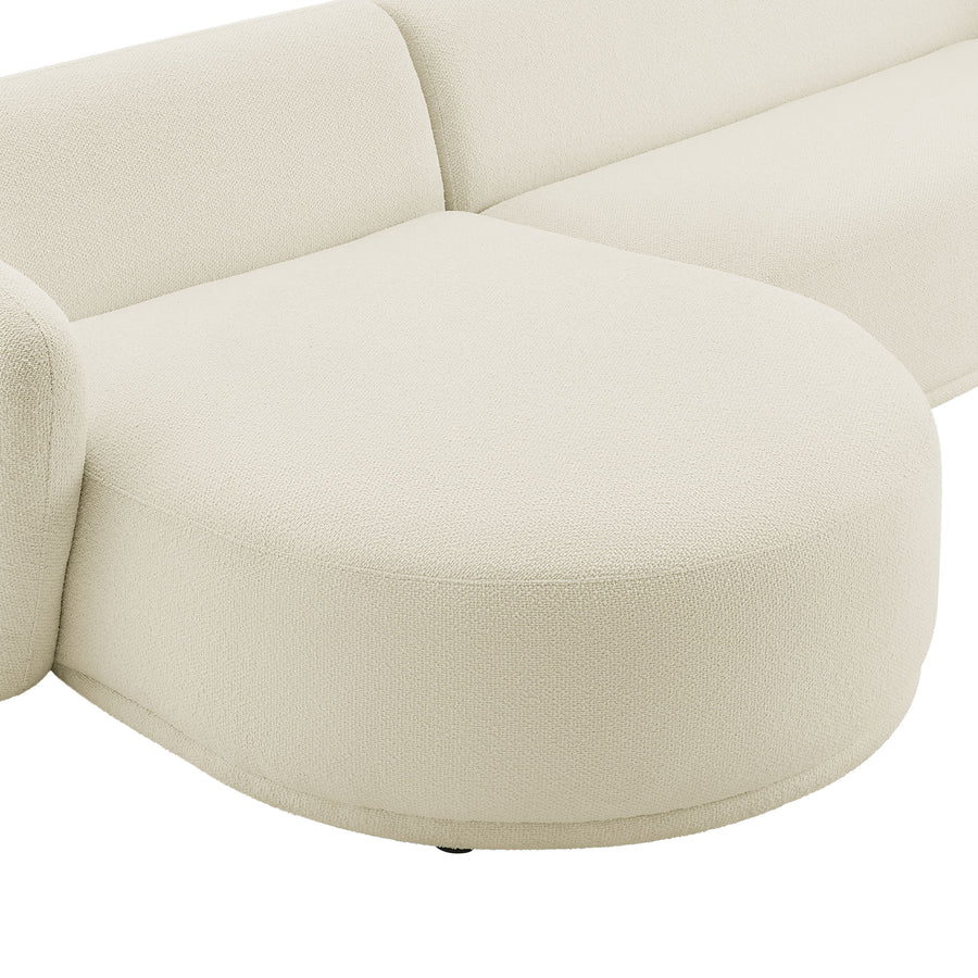 Myrrh 2 Piece Left Facing Boucle Fabric Modular Sofa with Chaise in Cream