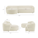 Myrrh 2 Piece Left Facing Boucle Fabric Modular Sofa with Chaise in Cream