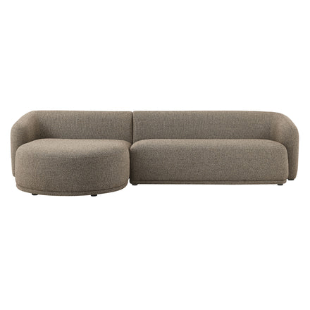 Monica 2 Piece Left Facing Boucle Fabric Modular Sofa with Chaise in Earth