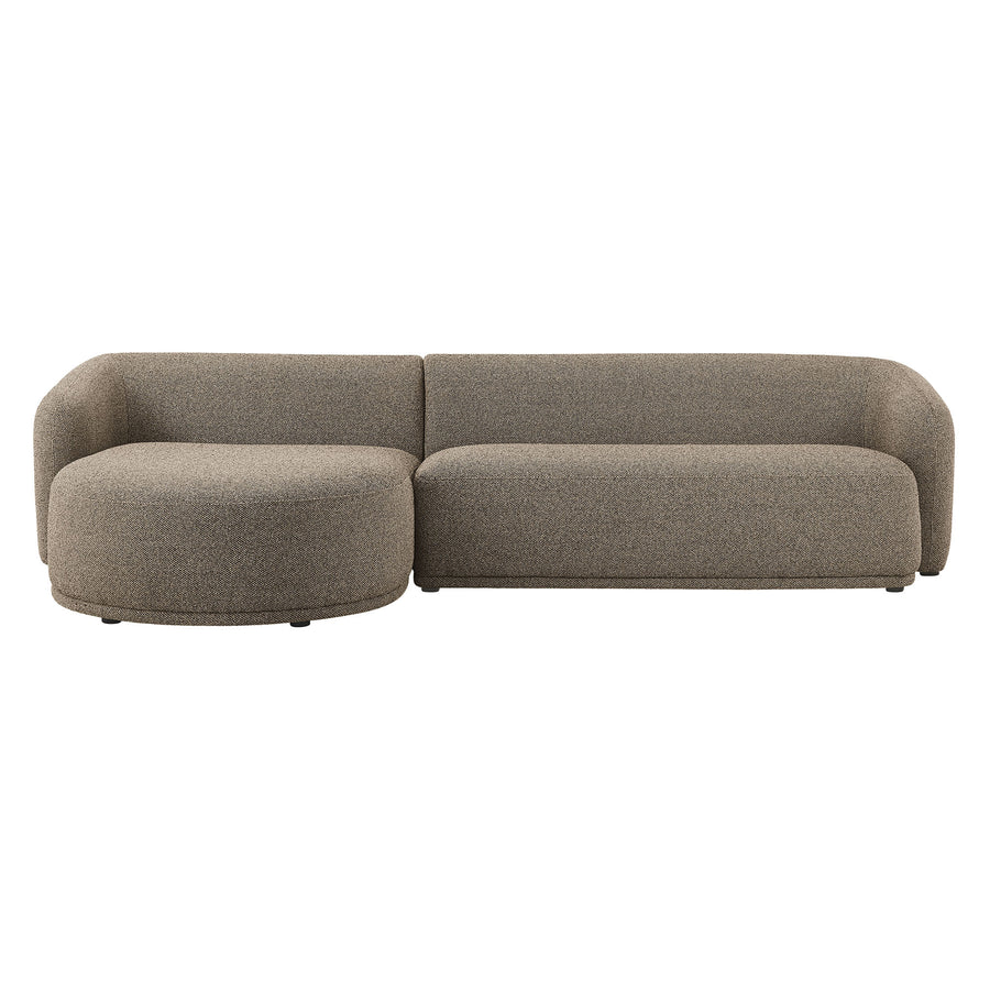Myrrh 2 Piece Left Facing Boucle Fabric Modular Sofa with Chaise in Earth